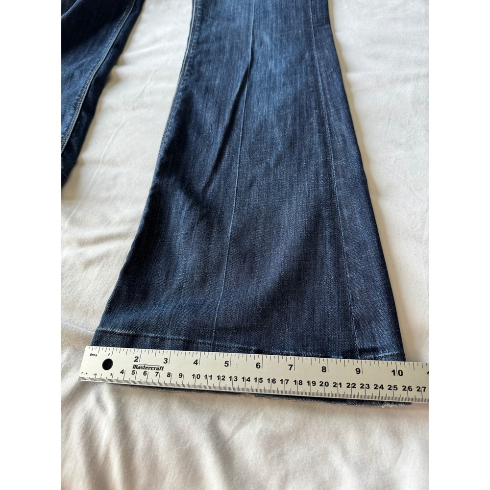 7 For All Mankind Ginger Wide Leg Flare Jeans 24 Dark Wash Boho Retro 70s Y2K - Picture 15 of 16